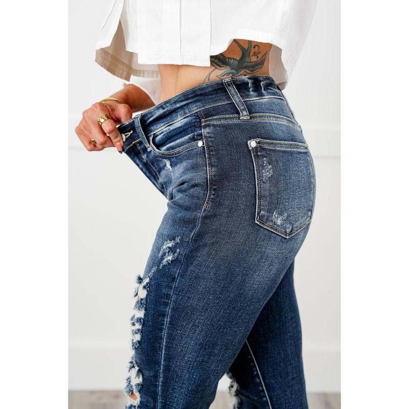 Distressed Mid Rise Jeans